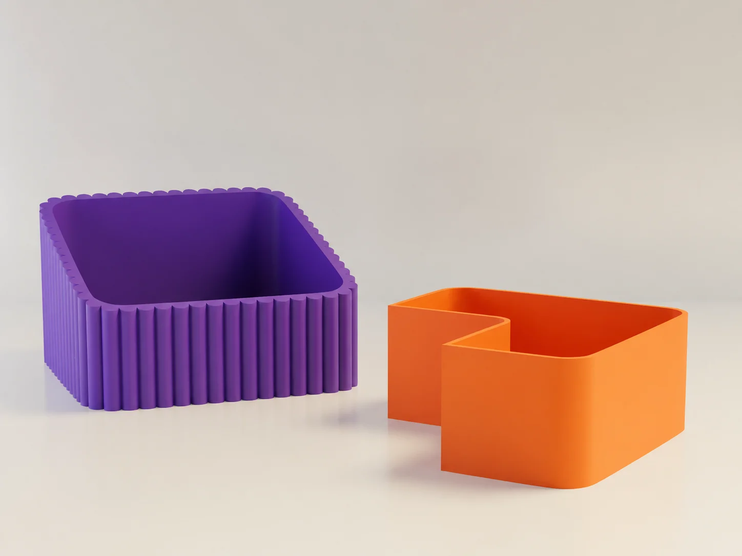 3D Baskı Fıstık Kasesi - Çift Hazneli Kabuk Ayırıcı Sunum Kasesi - Mor Turuncu görsel 2