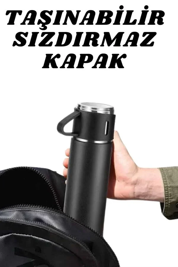 3 Bardaklı Termos Seti Anneler Gününe Özel Hediye Taşınabilir Sızdırmaz Isı Koruyucu görsel 3