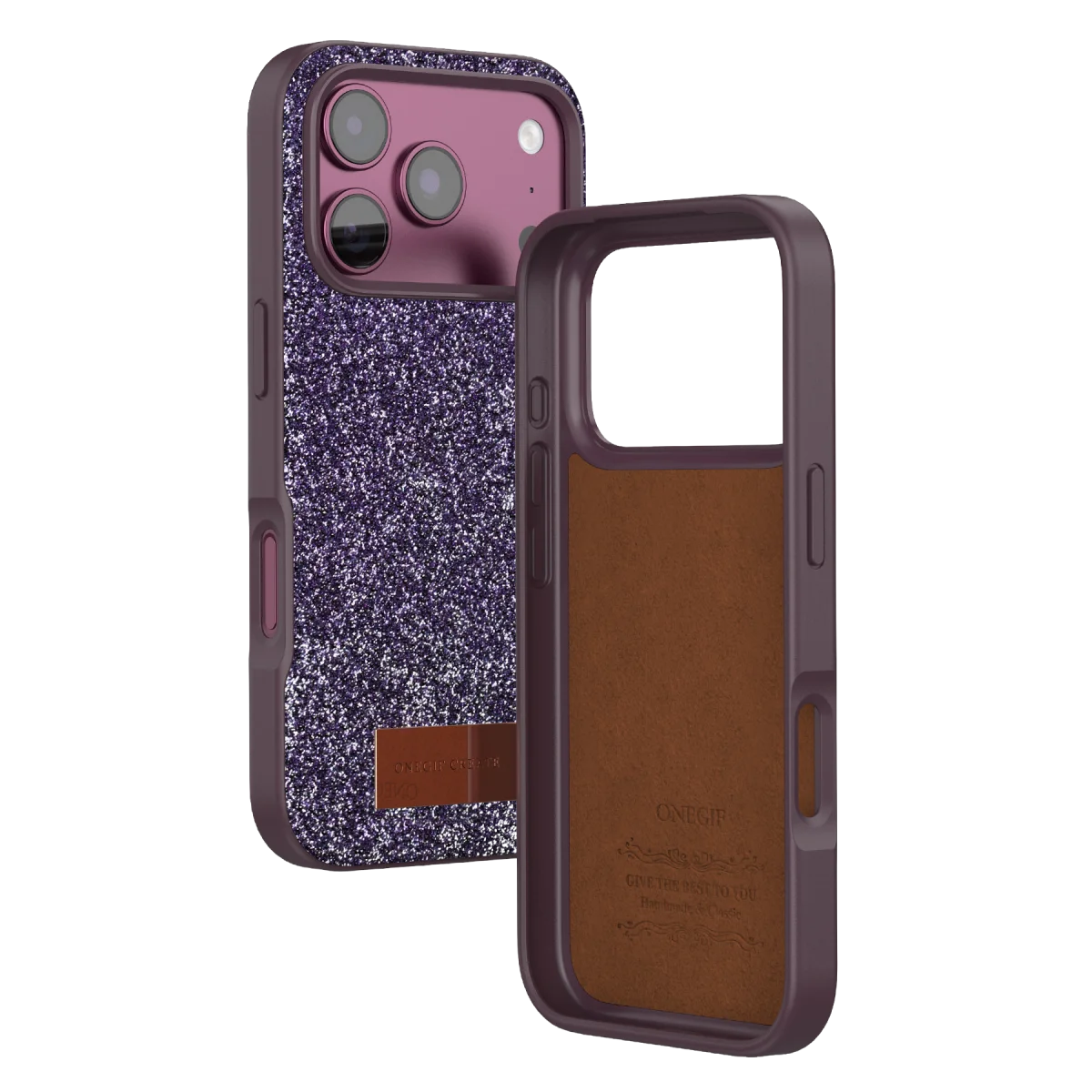 Onegif Apple iPhone 18 Pro Bright Simli Kapak - Bordo görsel 3