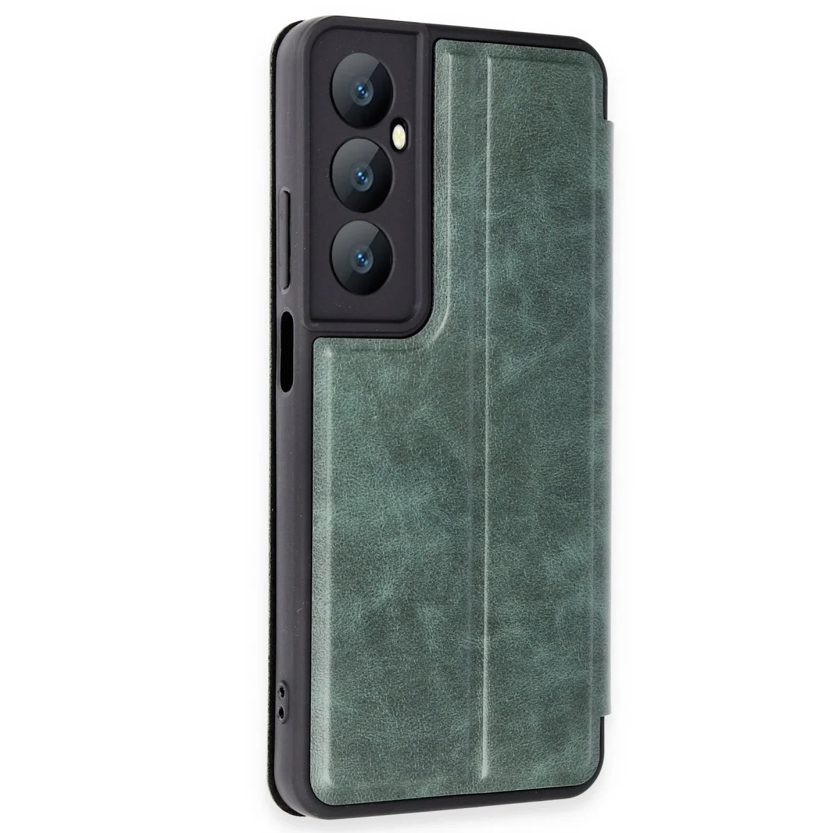 Realme C65 Kılıf Flip Cover - Koyu Yeşil görsel 2