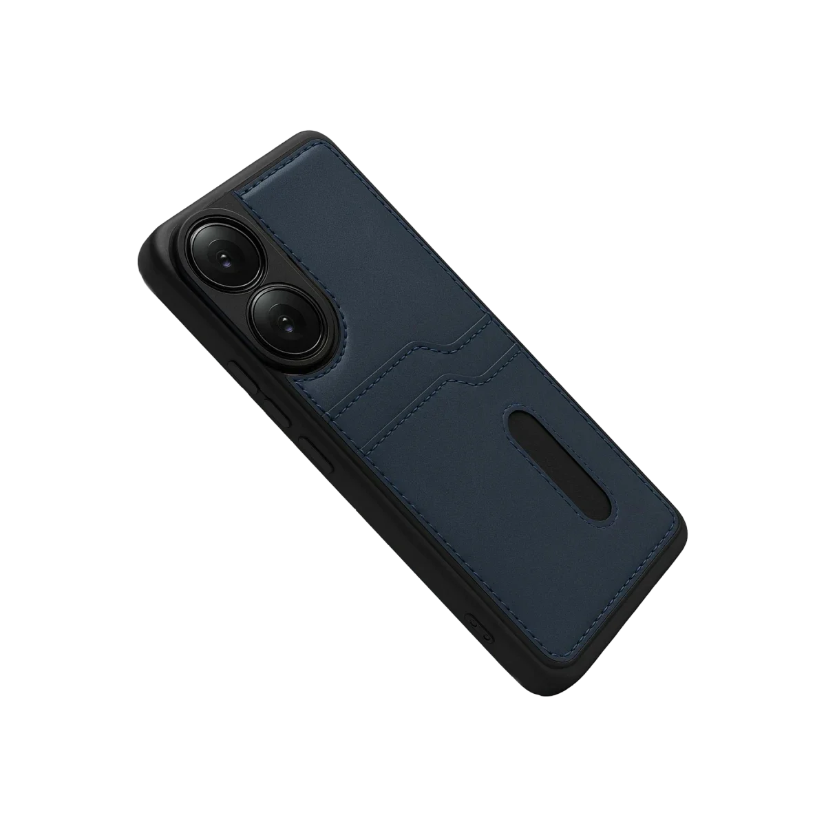Oppo A38 Sara Kartvizitli Deri Kılıf - Lacivert görsel 4