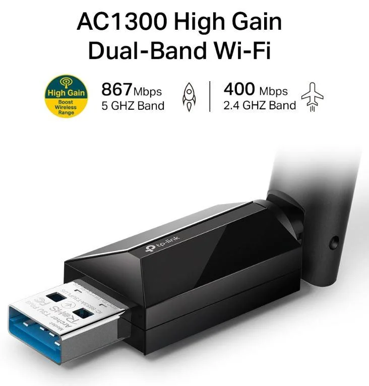 Archer T3U Plus 1300MBPS Kablosuz Dual Band Usb Adaptor görsel 3
