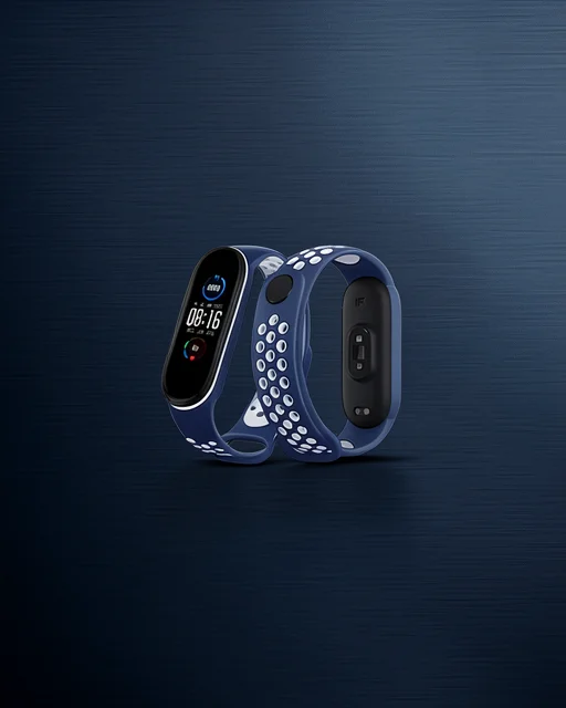 Xiaomi Mi Band 6 Spor Delikli Kordon - Lacivert-beyaz