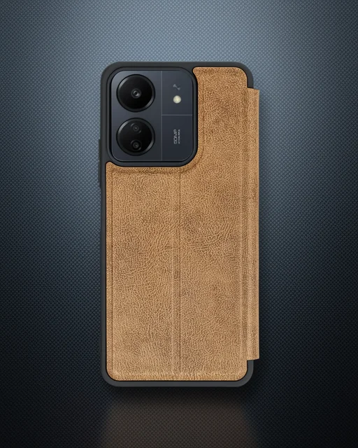 Xiaomi Redmi 13c Kılıf Flip Cover - Taba