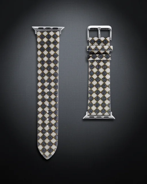 Apple Watch 42mm Karo Motif Kordon - Siyah
