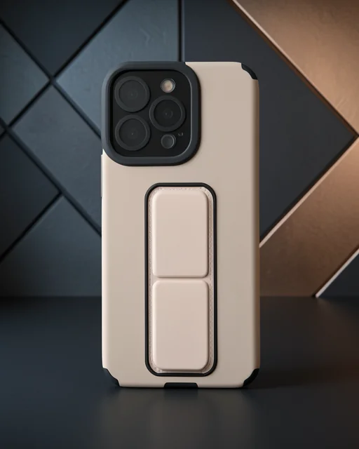 Apple İphone 13 Pro Max Kılıf Mega Standlı Silikon - Gold
