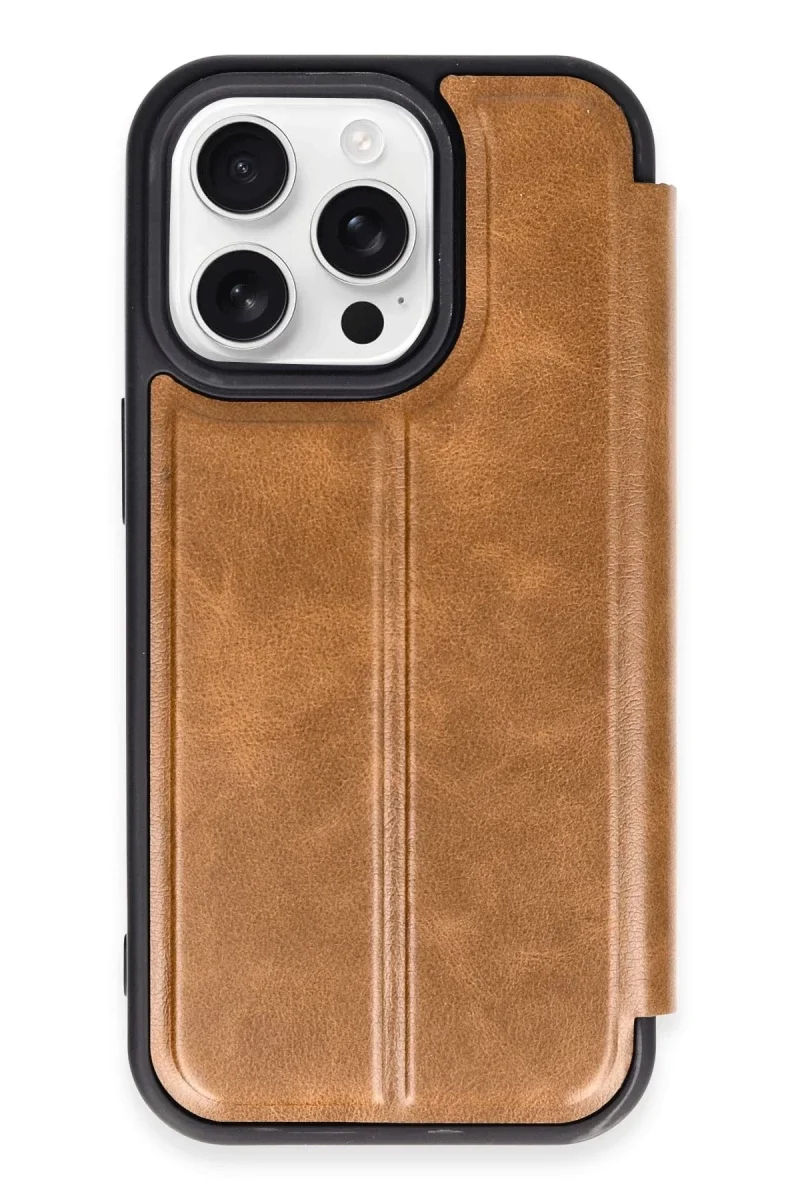 Apple iPhone 14 Pro Max Kılıf Flip Cover - Taba
