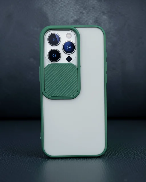 Apple İphone 13 Pro Kılıf Palm Buzlu Kamera Sürgülü Silikon - Yeşil