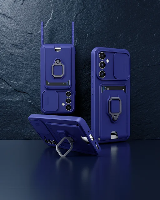 Samsung Galaxy A05s Kılıf Zuma Kartvizitli Yüzüklü Silikon - Lacivert