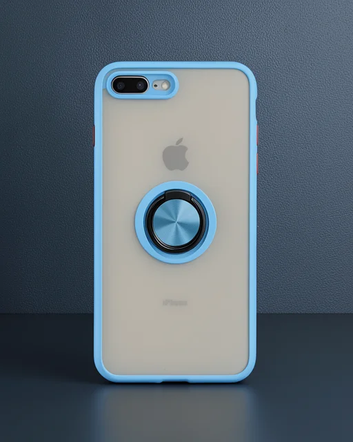 Apple İphone 7 Plus Kılıf Montreal Yüzüklü Silikon Kapak - Buz Mavi