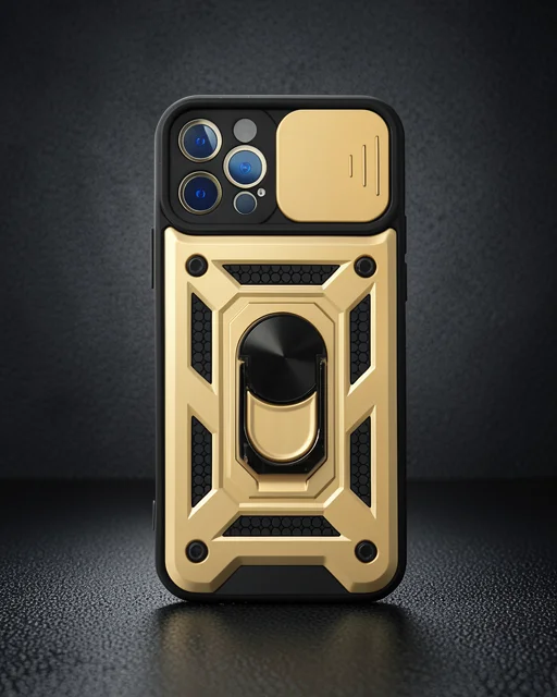 Apple İphone 12 Pro Kılıf Pars Lens Yüzüklü Silikon - Gold