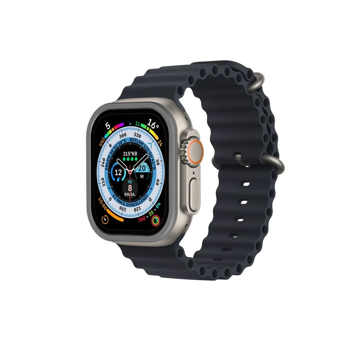 Apple Watch Ultra 49mm Alüminyum Kasa Cam Ekran Koruyucu - Gri görsel 2