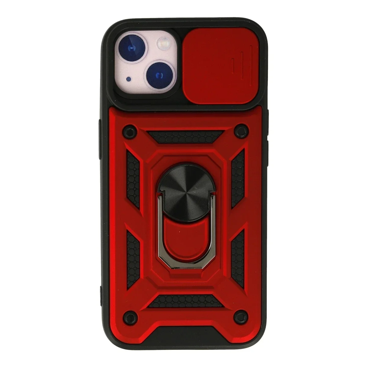 Apple iPhone 13 Kılıf Pars Lens Yüzüklü Silikon - Kırmızı