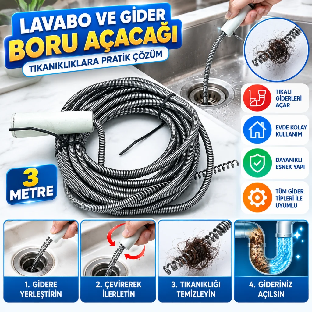 Lavabo Ve Gider Boru Açacağı (3 Metre)