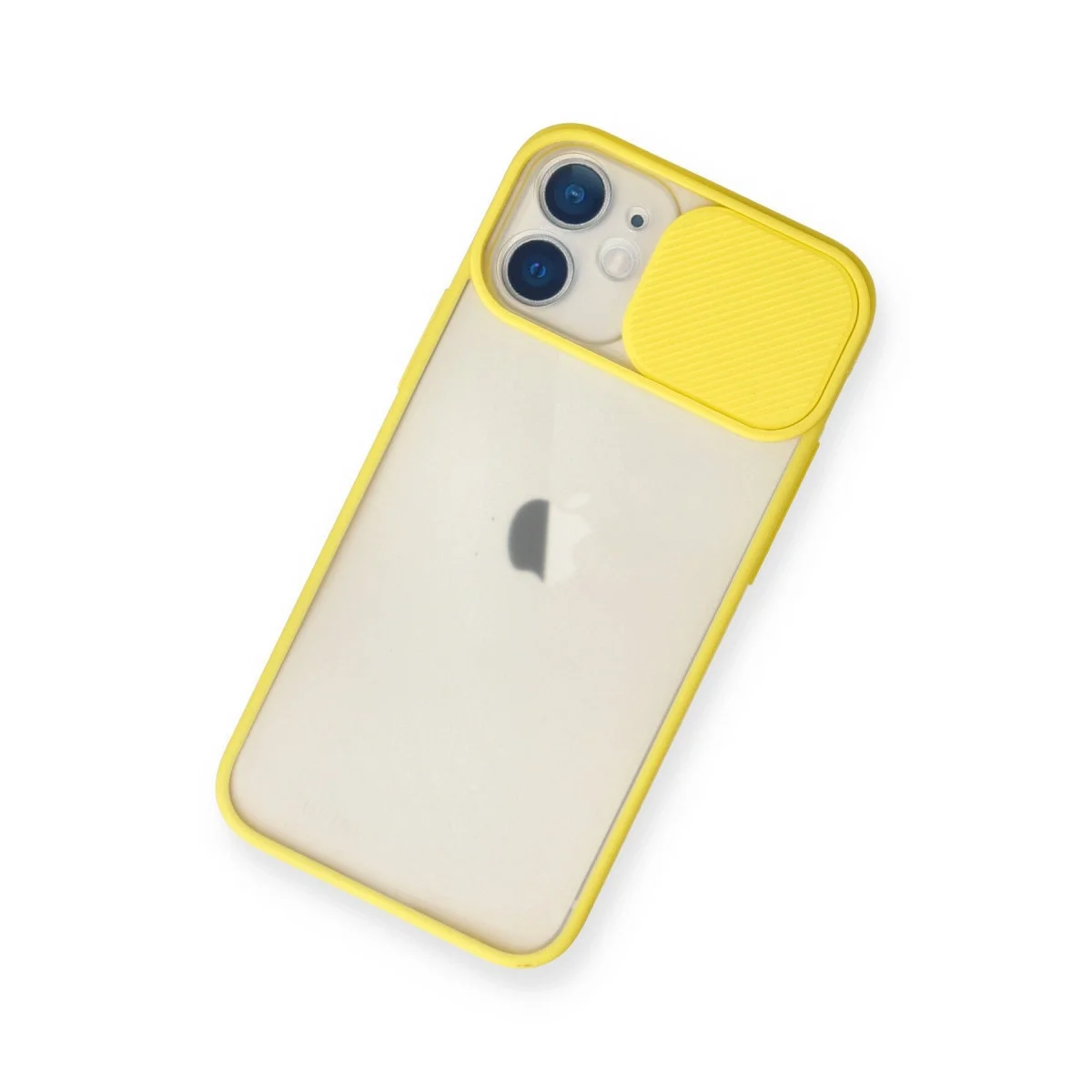 Apple İphone 11 Kılıf Palm Buzlu Kamera Sürgülü Silikon - Sarı görsel 3