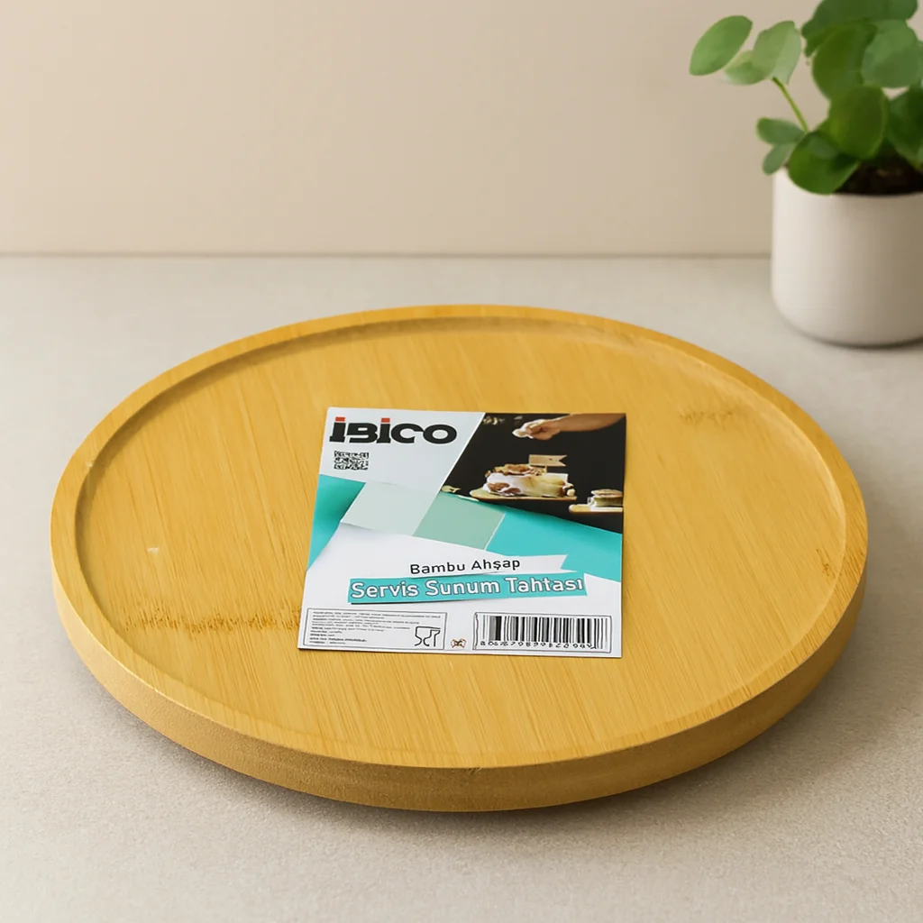 Bambu Yuvarlak Sunum Tepsisi 24.5 cm Ayaklı