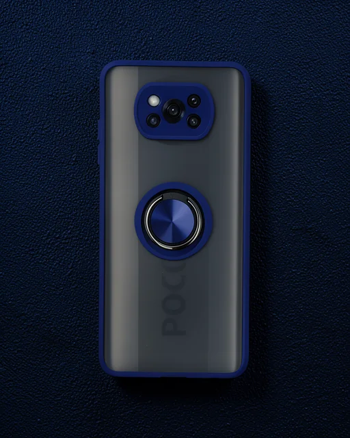 Xiaomi Pocophone X3 Kılıf Montreal Yüzüklü Silikon Kapak - Lacivert