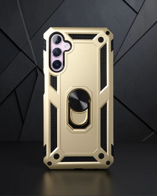 Samsung Galaxy A14 4g Kılıf Sofya Yüzüklü Silikon Kapak - Gold