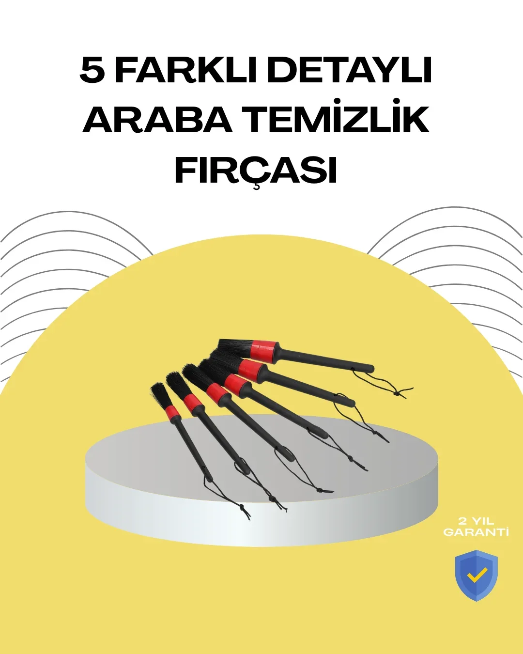 5 Boy Fırçalı Araba Tezlik Seti-Derin Tezlik Sağlayan Yumuşak Fırçalar