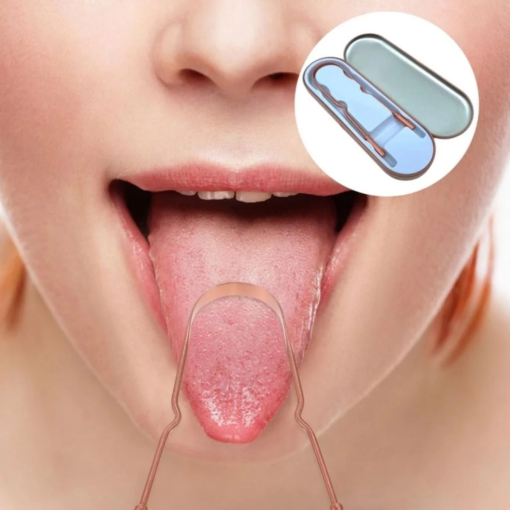 Bakır Oil Pulling Yağ Çekme Dil Plak Temizleme Aleti Dil Fırçası Sıyırıcı Dil Kaşığı (adet fiyatıdır) görsel 2