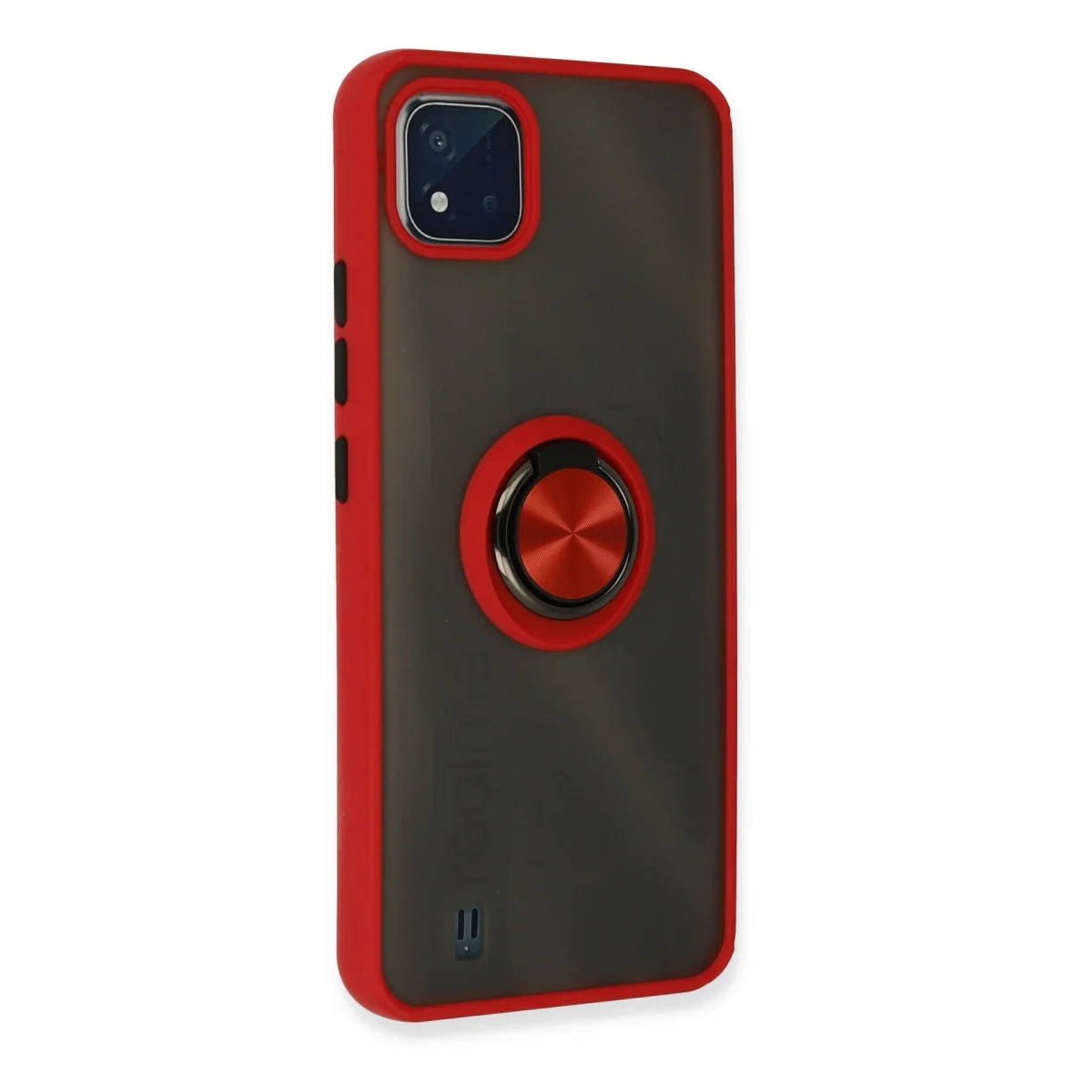 Realme C11 2021 Kılıf Montreal Yüzüklü Silikon Kapak - Kırmızı görsel 3
