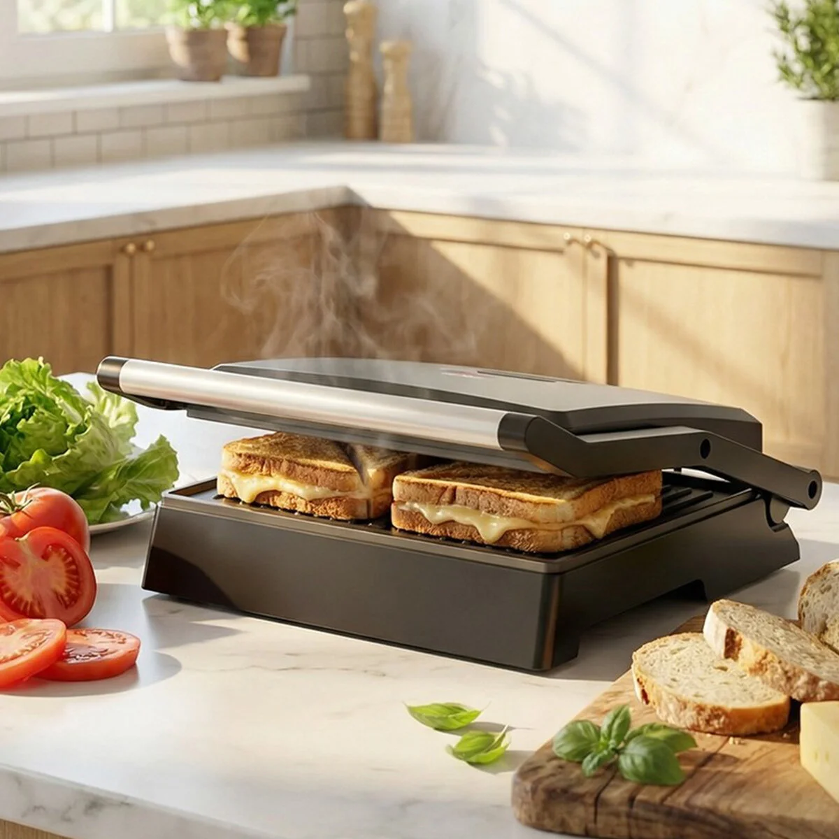 Elektrikli Tost Makinesi 4 Dilim 180° Açılır Üst Gövde = Izgara Kullanım 1000W SSM-2594 görsel 3