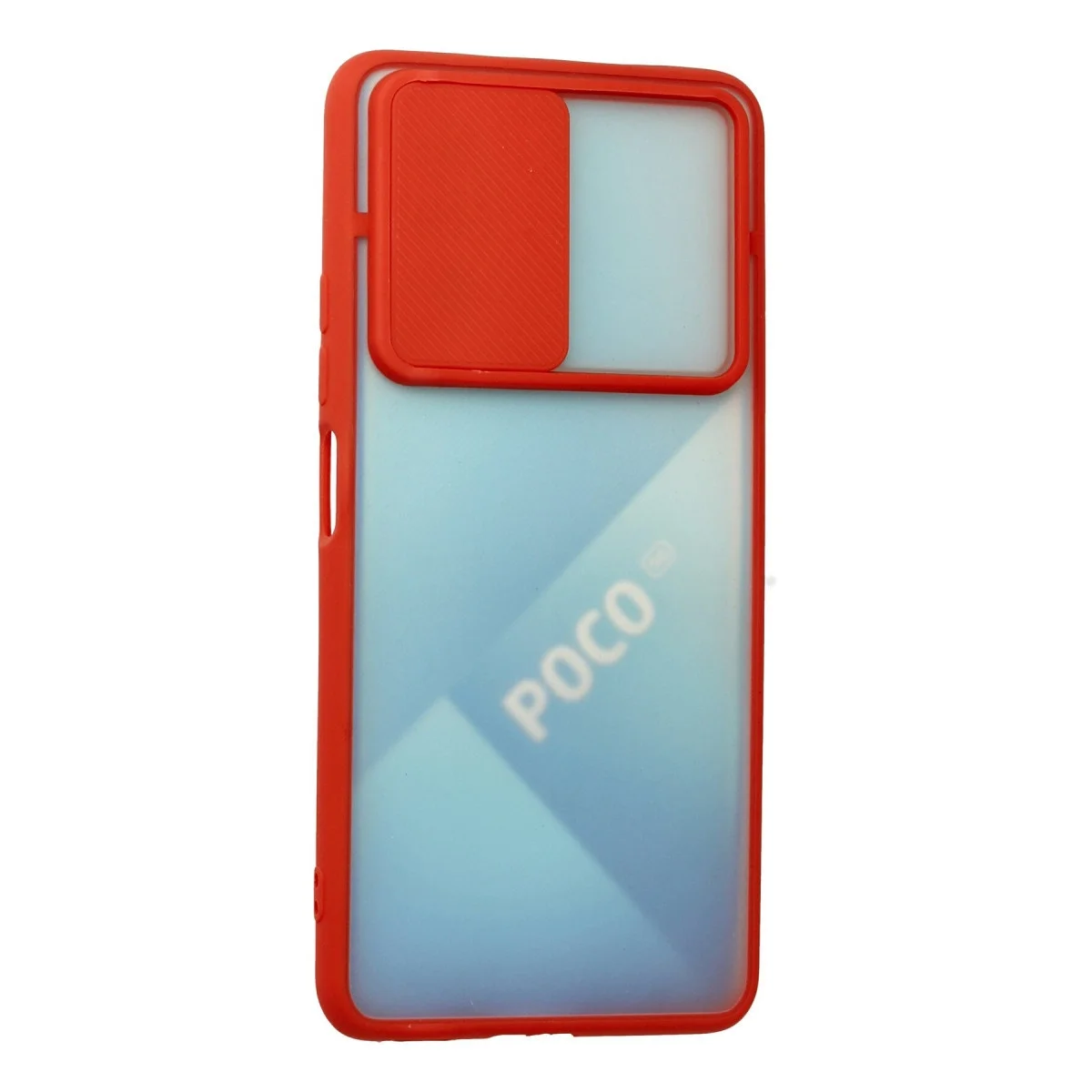 Xiaomi Poco F3 Kılıf Palm Buzlu Kamera Sürgülü Silikon - Kırmızı görsel 3