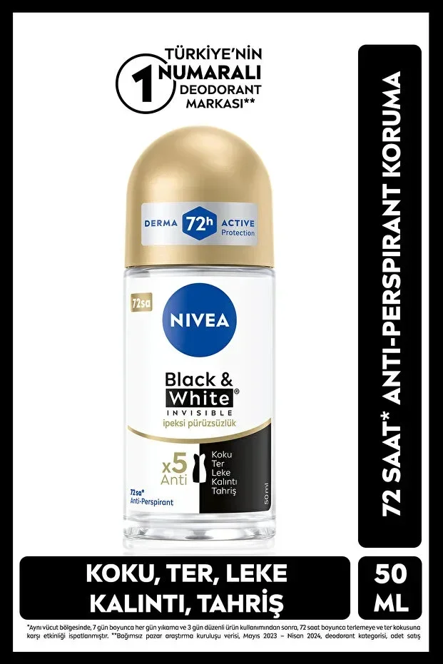 Kadın Roll-On Deodorant Ferah Koruma 50ml - Black&White Invisible İpeksi