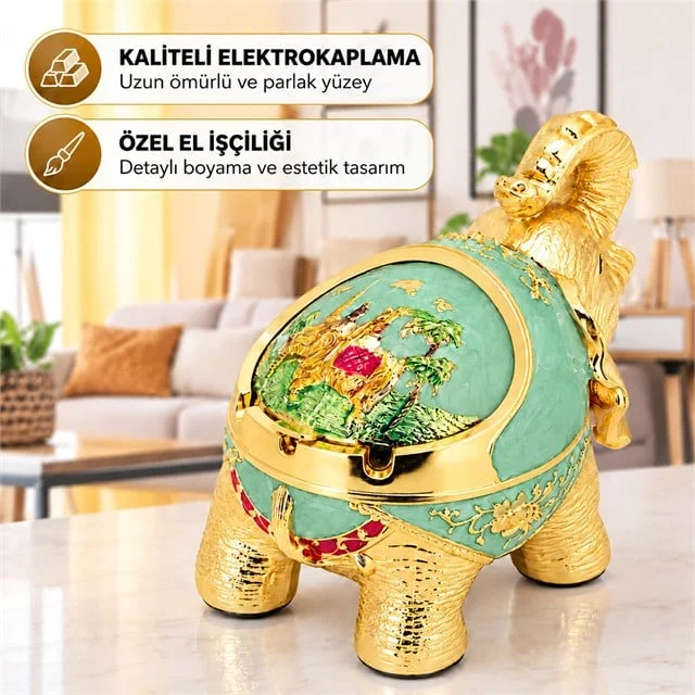 SN-38890 Su Yeşili Renginde Fil Figürlü Küllük görsel 2
