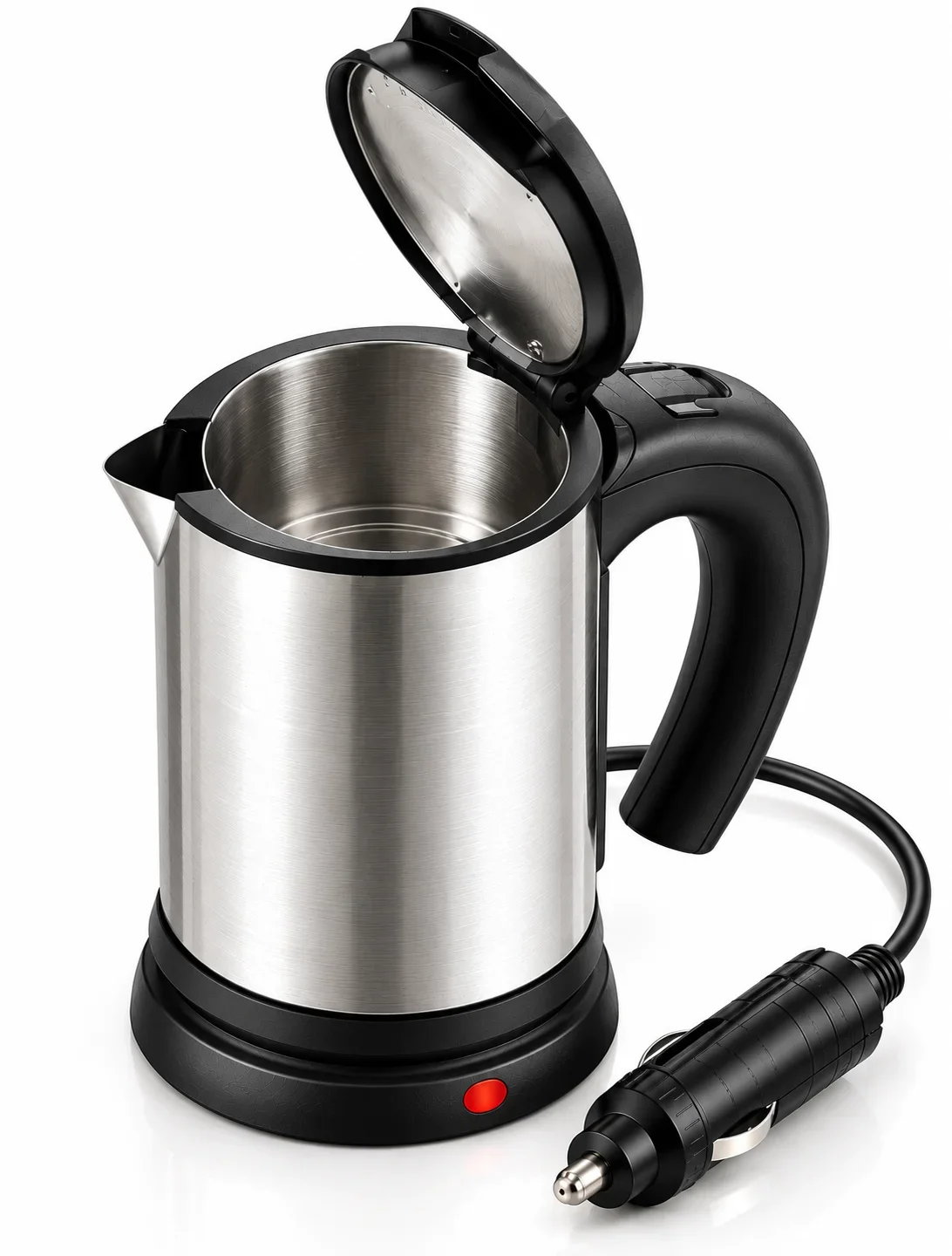 Araç İçi Kullanıma Uygun 12V Elektrikli Su Isıtıcı Paslanmaz Çelik Gövdeli Pratik Kettle görsel 4