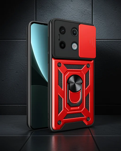 Xiaomi Redmi Note 13 Pro 4g Pars Lens Yüzüklü Silikon - Kırmızı