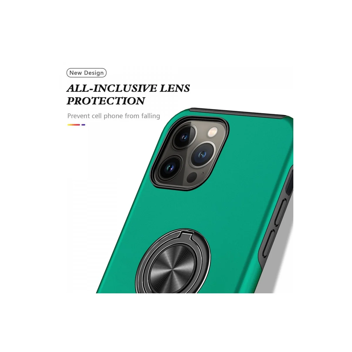 Apple İphone 13 Pro Kılıf Elit Yüzüklü Kapak - Yeşil görsel 4
