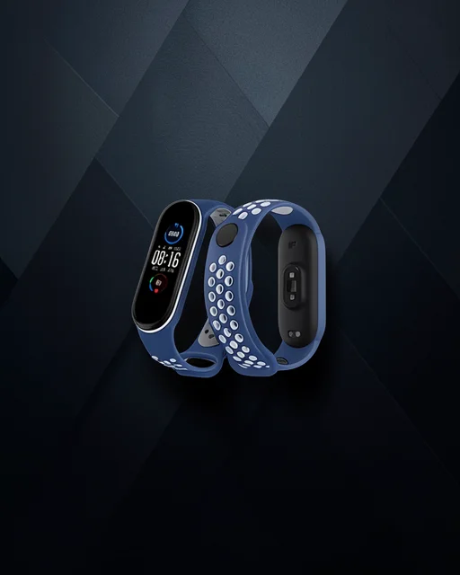 Xiaomi Mi Band 7 Spor Delikli Kordon - Lacivert-beyaz
