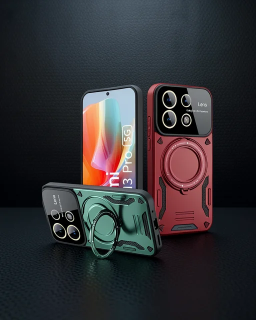 Xiaomi Redmi Note 13 Pro 4g Kılıf Joy Lens Standlı Kapak - Koyu Yeşil