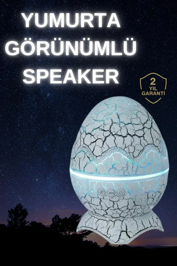 Dinozor Yumurtası Gece Masa Lambası Bluetooth Hoparlör 14 Renk Seçeneği görsel 2