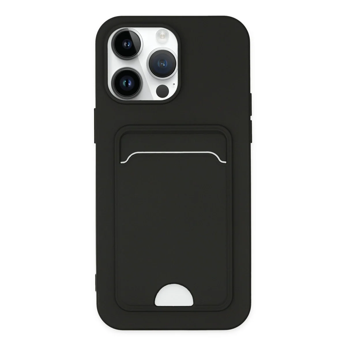 Apple İphone 14 Pro Kılıf Kelvin Kartvizitli Silikon - Siyah