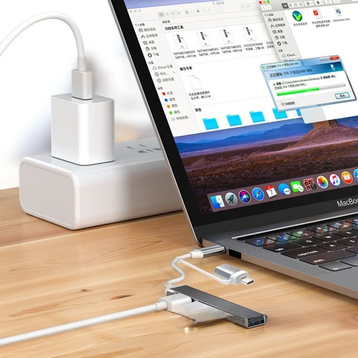 4 Port'lu Bağlantı İstasyonu Ultra İnce USB Bölücü TYPE-C tipi Çoklu Arayüz Adaptörü Multi Usb Çoklayıcı görsel 2