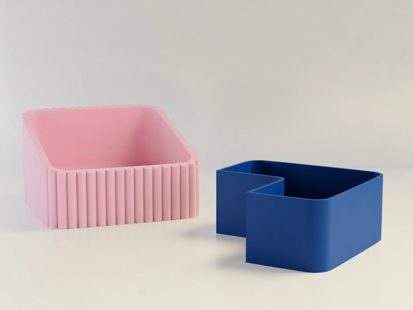 3D Baskı Fıstık Kasesi - Çift Hazneli Kabuk Ayırıcı Sunum Kasesi - Pembe Mavi görsel 2