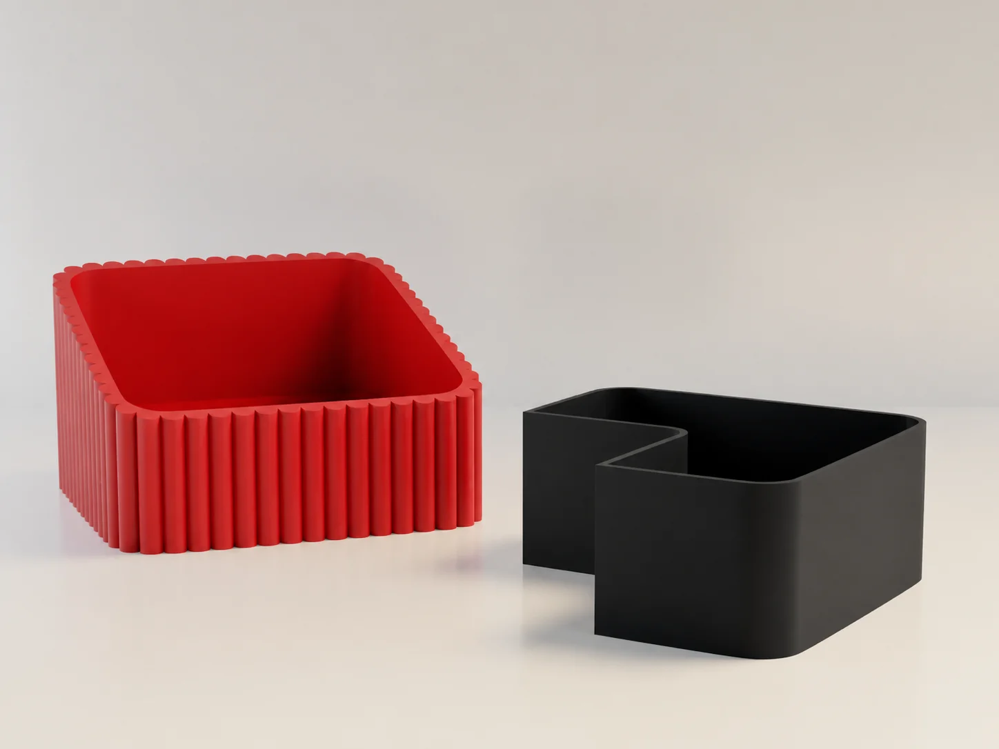 3D Baskı Fıstık Kasesi - Çift Hazneli Kabuk Ayırıcı Sunum Kasesi - Kırmızı Siyah görsel 2