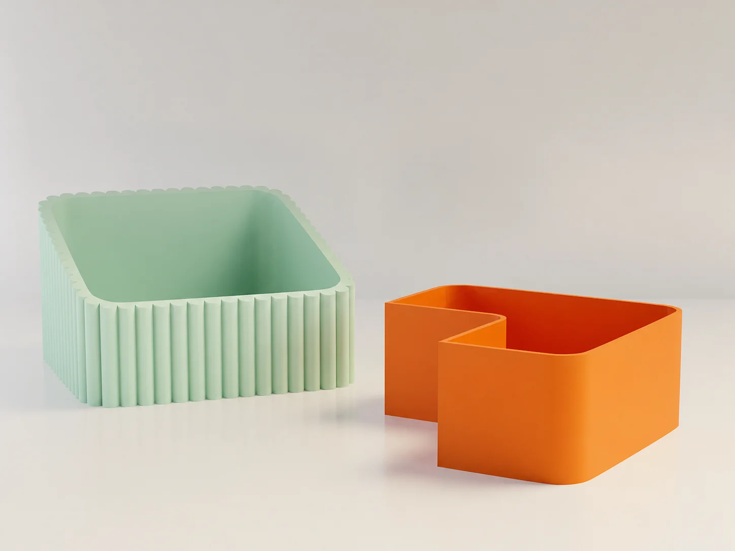 3D Baskı Fıstık Kasesi - Çift Hazneli Kabuk Ayırıcı Sunum Kasesi - Mint Turuncu görsel 2