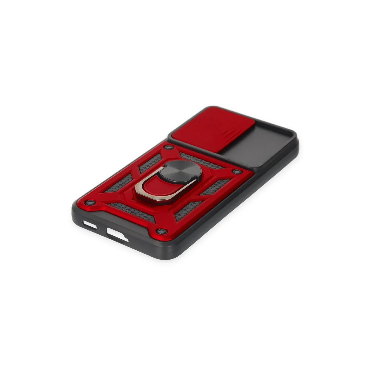Samsung Galaxy S23 Kılıf Pars Lens Yüzüklü Silikon - Kırmızı görsel 5