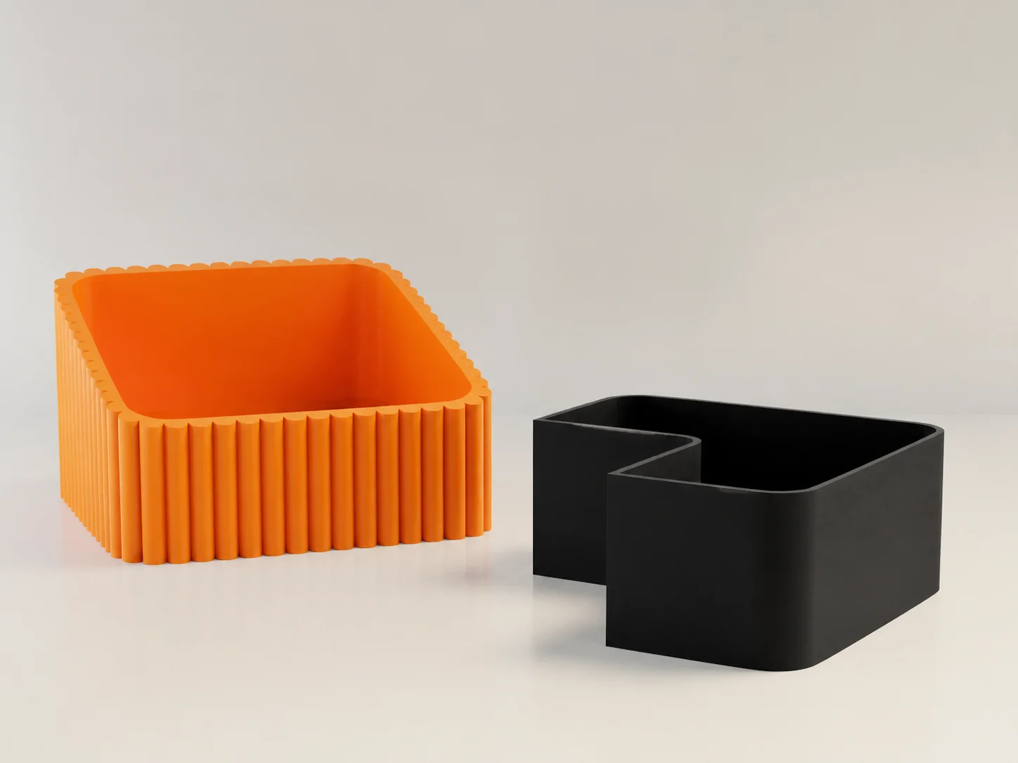 3D Baskı Fıstık Kasesi - Çift Hazneli Kabuk Ayırıcı Sunum Kasesi - Turuncu Siyah görsel 2