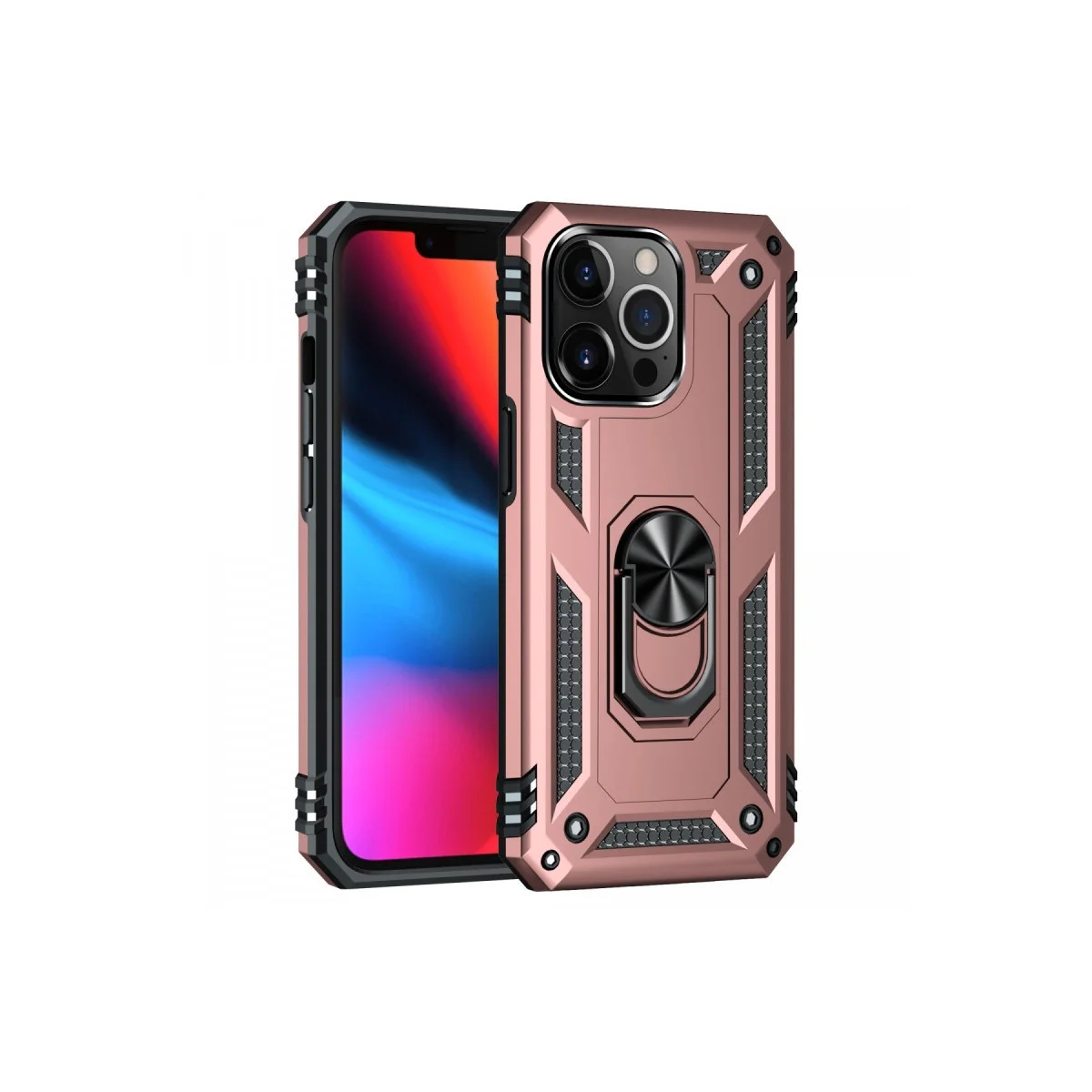 Apple İphone 14 Pro Kılıf Sofya Yüzüklü Silikon Kapak - Rose