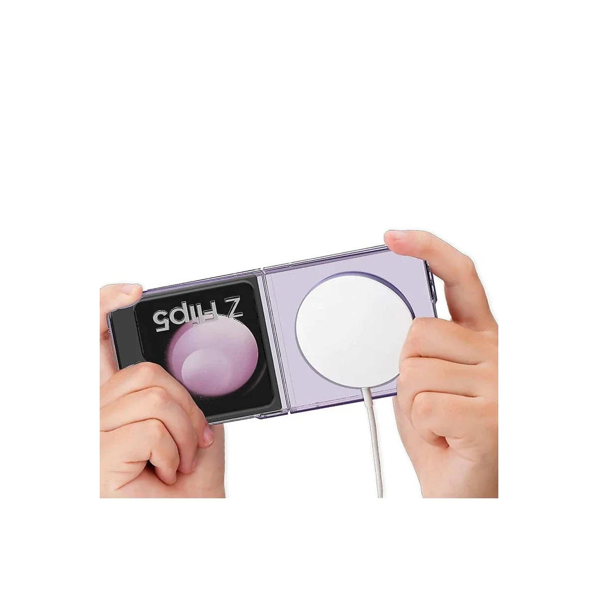 Samsung Galaxy Z Flip 5 Kılıf Magneticsafe Şeffaf Silikon - Şeffaf görsel 3