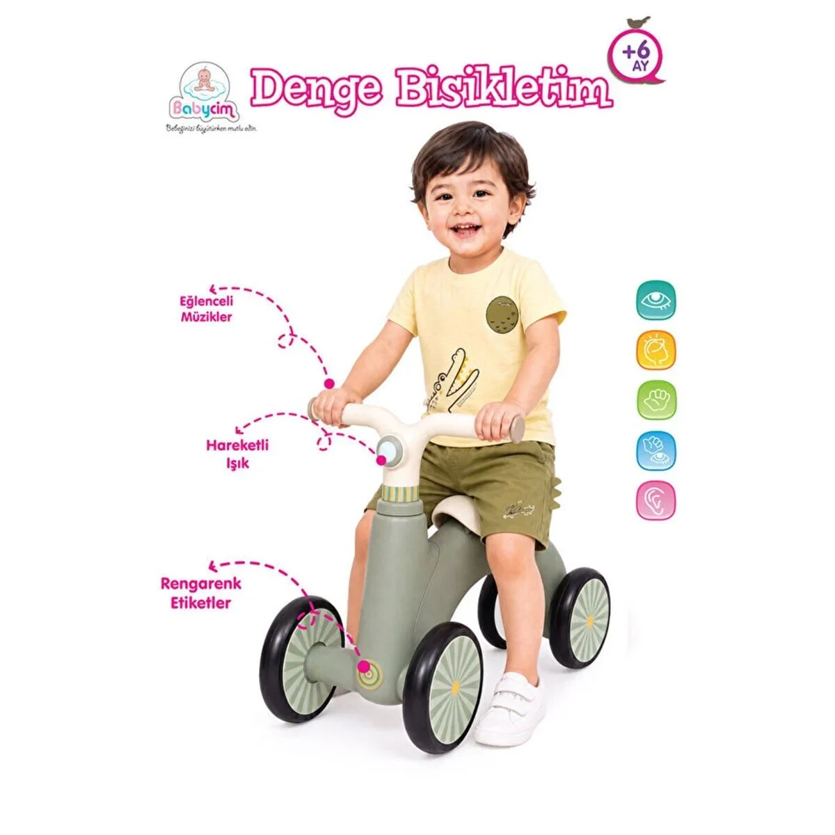 URT047001-YEŞİL Babycim Denge Bisikleti görsel 3