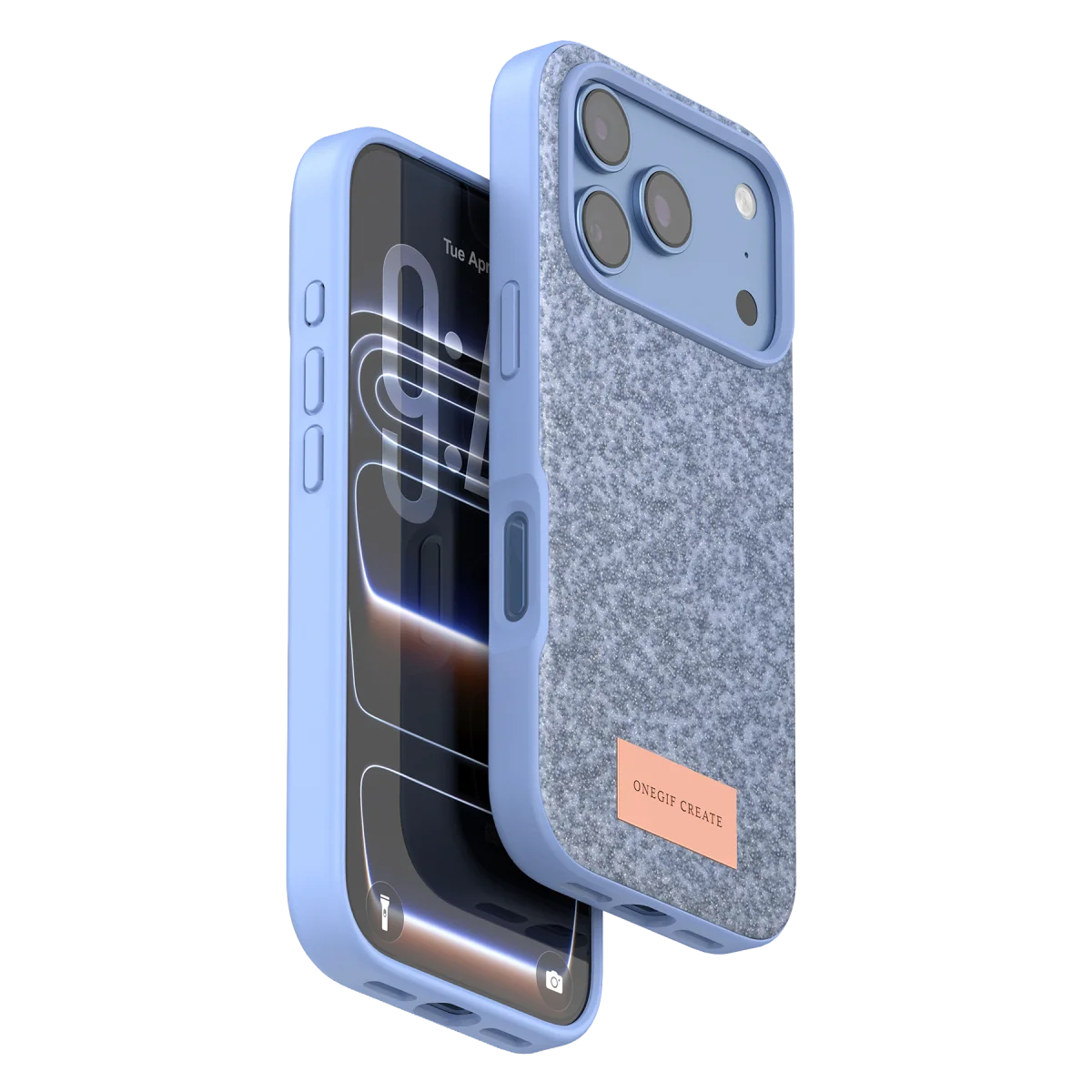 Onegif Apple iPhone 18 Pro Max Bright Simli Kapak - Mavi