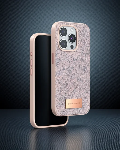 Onegif Apple İphone 14 Pro Max Bright Simli Kapak - Pembe