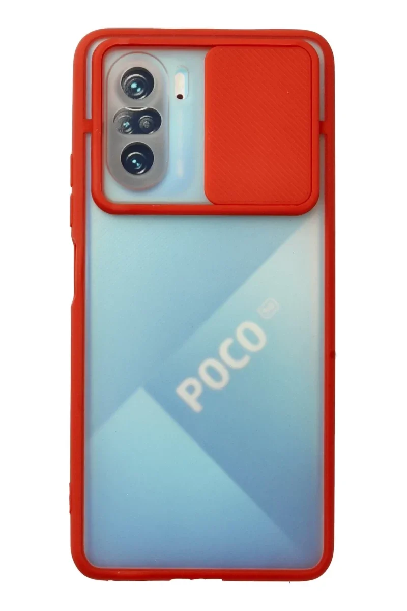 Xiao Poco F3 Kılıf Palm Buzlu Kamera Sürgülü Silikon - Kırmızı