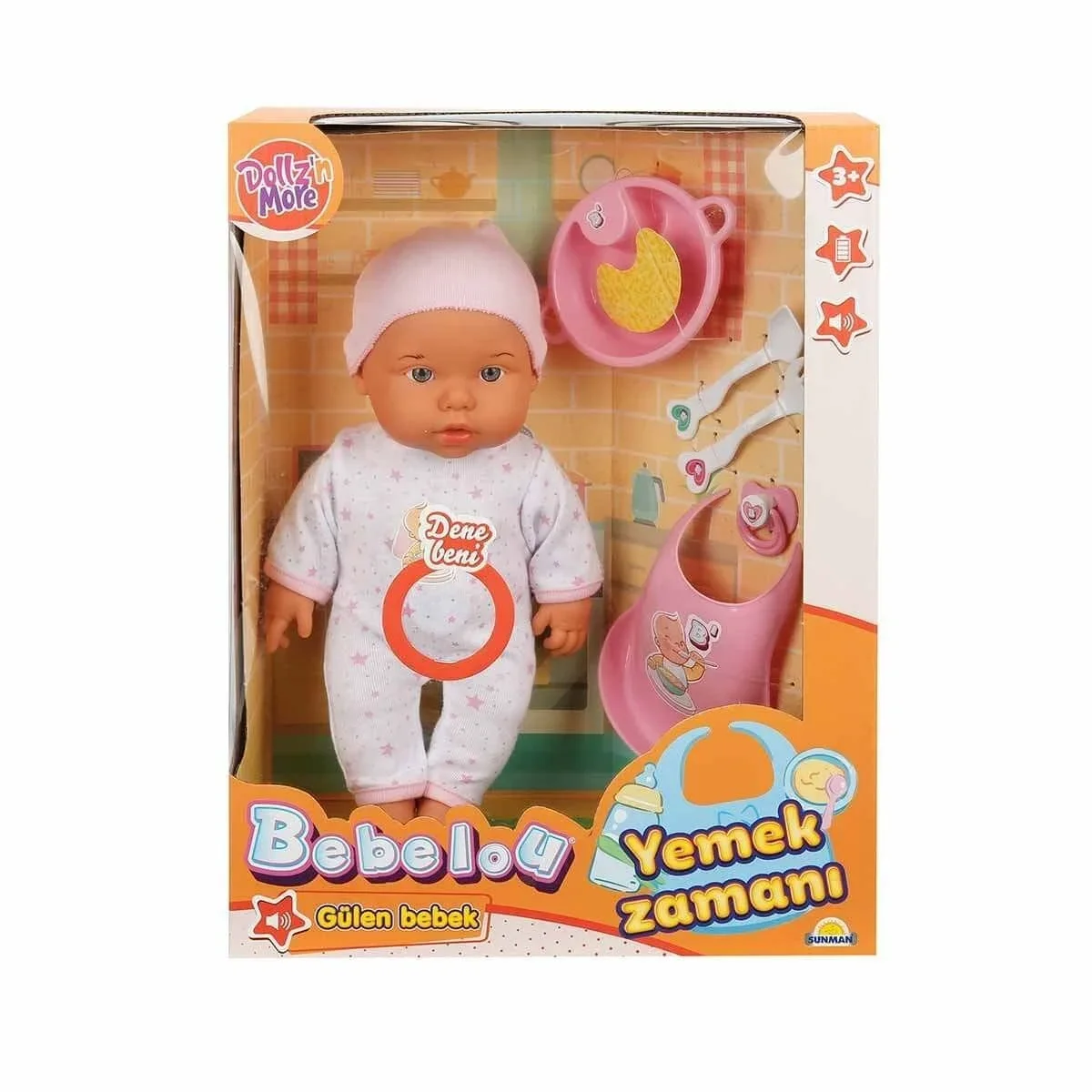 030021 Sunman, Bebelou Yemek Zamanı Sesli Bebek Seti 35 cm / +3 yaş görsel 2