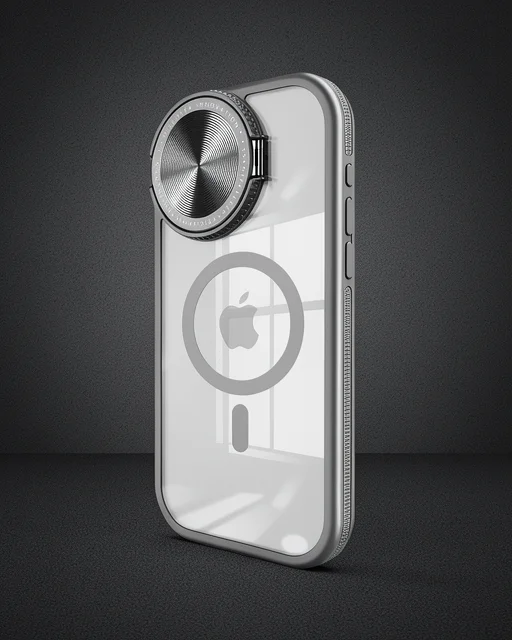 Apple İphone 15 Pro Kılıf Teleskop Lens Magsafe Silikon Kapak - Titan Gri